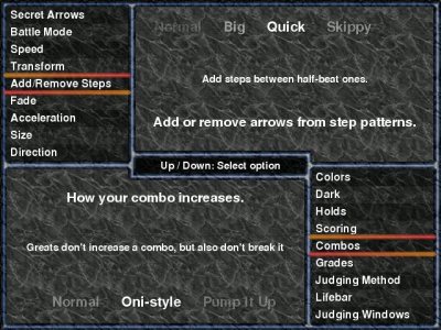 A screenshot of the options screen